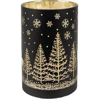 Clayre & Eef 6GL4667 LED Teelichthalter Gold Schwarz Ø 8x12 cm 3xAA