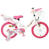 Volare Unicorn Kinderfahrrad Mädchen 16 Zoll Weiß mit Zwei Handbremsen und Zubehör