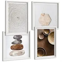 Tulup BILDER SET 4er Set - 50x50 cm & 40x60 cm Weißer Rahmen - Texturen in der modernen Kunst