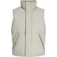 Jack & Jones Steppweste "JJESOHO BODYWARMER AW26 SN", Herren, Gr. L, dove, Web, Obermaterial: 100% Polyester, unifarben, normal, ohne Ausschnitt, Westen Steppweste, Kunstfaser, mit Stehkragen