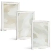 Tulup BILDER SET 3er Set - 40x60 cm Weißer Rahmen - Leuchtende Farben, abstrakter Boho-Stil