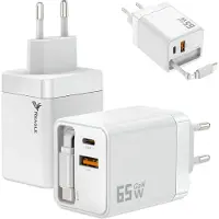 Reagle GaN PD 65W PD Schnellladegerät 1x USB-C,1x QC 3.0 Iphone Aufrollbares Kabel