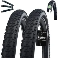 Bike-parts 2 x Schwalbe SMART SAM PLUS Performance E-50 Fahrradreifen DD GreenGuard 29 x 2,25 (57-622) Schwarz/Reflex inkl. Reifenheber