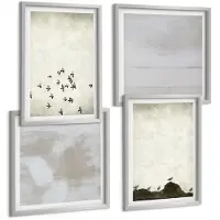 Tulup BILDER SET 4er Set - 50x50 cm & 40x60 cm Silberner Rahmen - Minimalistische Vögel im Flug