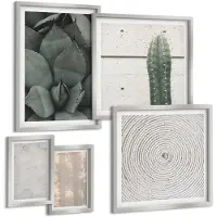 Tulup BILDER SET 5er Set - 50x50 cm & 20x30 cm & 40x60 cm Silberner Rahmen - Sommerliche Texturen aus den Tropen