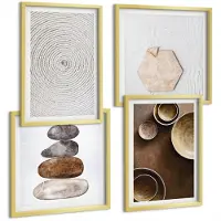 Tulup BILDER SET 4er Set - 50x50 cm & 40x60 cm Goldrahmen - Texturen in der modernen Kunst
