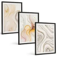 Tulup BILDER SET 3er Set - 40x60 cm Schwarzer Rahmen - Abstrakte warme Muster