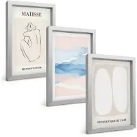 Tulup BILDER SET 3er Set - 20x30 cm Silberner Rahmen - Matisses abstrakte Formen
