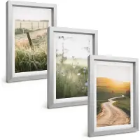 Tulup BILDER SET 3er Set - 20x30 cm Silberner Rahmen - Landschaftswiesenstraße West