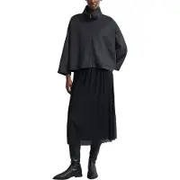 Comma Faltenrock , Damen, Gr. 38, schwarz, Web, Obermaterial: 100% Polyester. Futter: 100% Viskose, unifarben, bequem 3/4-Länge, Röcke Faltenrock, Sommerrock mit elastichem Bund