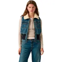 Levi's für Damen. 0089F-0000 Tiny Sherpa Weste mittelblau (XS), Lässig, Baumwolle, Denim