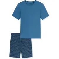 Schiesser Pyjama "Casual Essentials" 0, 2 mit unifarbenem Oberteil und gemusterter Hose