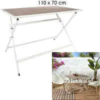Home Deco Factory Barcelona-Tisch aus weißem Metall mit Holzoptik, 110 x 70