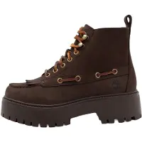 Timberland für Damen. TB0A27YZW071 Braune Leder-Stiefeletten Stone Street (39 W), 1 bis 3 cm, Schnürsenkel, Lässig