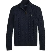 Ralph Lauren für Herren. 710810841500 Marinefarbener Baumwollpullover mit Zopfmuster (S), Lässig, Baumwolle, Langarm