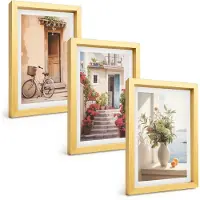 Tulup BILDER SET 3er Set - 20x30 cm Goldrahmen - Charmante Küstenstraßen