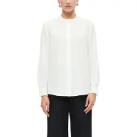 s.Oliver Black Label Langarmbluse BLACK LABEL, Damen, Gr. 40, weiß, Web, Obermaterial: 100% Polyester, unifarben, normal hüftbedeckend, Rundhals, abgesteppte Kante, Blusen Langarmbluse, mit Rüschenkragen