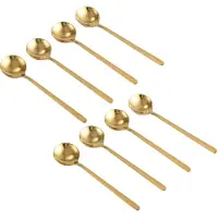 Typecat 8x Runde Kaffeeloeffel Edelstahl Teeloeffel Zucker Dessert Loeffel Eiscreme Suppenloeffel Kueche Zubehoer (Gold)