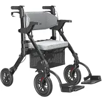 StarTech.com Gehhilfe für Senioren - Rollator Rollstuhl Kombination - Mit Sitz - Leicht - Klappbar - Mit Licht - Schwarz