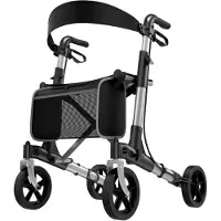 StarTech.com Rollator - Faltbarer Rollator mit Sitz - Leichter Aluminiumrahmen - 20 cm große Räder - Für jedes Gelände - Für Senioren - Silber