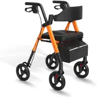 StarTech.com Rollator für Senioren - Faltbarer Gehwagen mit Sitz - Stabiler Aluminiumrahmen - 20 cm große Räder - Für innen und außen - Orange