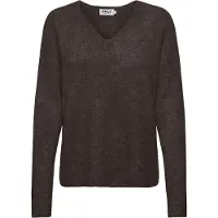 ONLY Sweatshirt "Strickpullover ONLCAMILLA V-NECK PULLOVER 1er Pack", Damen, Gr. XS, braun (dunkelbraun), Obermaterial: 74% Polyacryl PAN. 24% Polyester PES. 2% Elasthan EL., Sweatshirts Sweatshirt