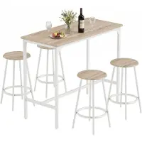 HOMCOM Bartisch-Set MDF Metall 110L x 50B x 89,5H cm Eiche