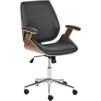 Beliani Bürostuhl Schwarz Kunstleder Holzoptik Höhenverstellbar Drehbar mit Armlehnen Neigungsfunktion Modern Arbeitszimmer Drehstuhl Arbeitsstuhl