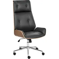 Beliani Bürostuhl Schwarz Kunstleder Gepolstert Gesteppt Höhenverstellbar Drehbar mit Wippfunktion ohne Armlehnen Modern Arbeitszimmer Drehstuhl