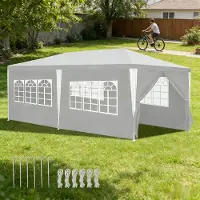 Eikuavons Partyzelt 3x6m Gartenzelt mit Fenstern und Seitenwänden wasserdichter Pavillon für Feiern im Freien Weiß