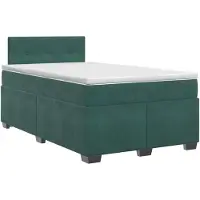 vidaXL Boxspringbett mit Matratze Dunkelgrün 120 x 200 cm Samt