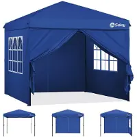 Sekey Pop Up Pavillon 3x3 Wasserdicht Stabil, Faltpavillon 3m x 3m mit Seitenwänden, Partyzelt Faltbar für Camping Party, Stufenlos Höheverstellbar 250 bis 270cm, Premium Serie 3x3, Navy