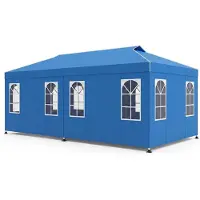 Costway Pop up Pavillon 3x6m, Partyzelt höhenverstellbar mit 6 Seitenwänden & Fenstern, Faltpavillon Gartenzelt mit Sonnenschutz Reflexstreifen Tasche