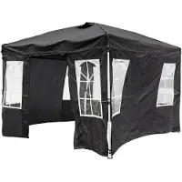 Costway Pop Up Faltpavillon 300x300cm, Pavillon höhenverstellbar, Gartenpavillon mit 4 abnehmbaren Seitenwänden Tasche & Sandsäcken, Partyzelt tragbar