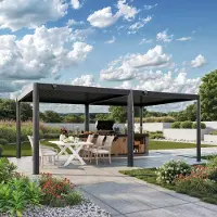 PRIMEYARD 4x6m Pergola in anthrazit; mit Lamellendach in anthrazit - (GFPV01124)