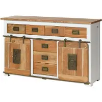 MASSIVMOEBEL24.DE MASSIVMOEBEL24 Sideboard Mango 150x45x90 weiß lackiert RAILWAY #519