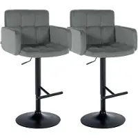 CLP 2er Set Barhocker Los Angeles Samtbezug höhenverstellbar drehbar bis 150 kg | Farbe grau Gestell Farbe schwarz