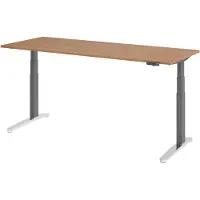 Bümö Schreibtisch elektrisch XBHM - Nachbildung: Nussbaum, Gestell: Graphit/Alu poliert, Größe: 200 x 80 cm