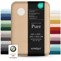 Schlafgut Spannbettlaken "PURE Bio-Baumwolle mit Elasthan, dehnbar blickdicht, straff, Bettlaken", PREMIUM Laken für Matratzen bis 30cm Höhe, in 90x200, 140x200, 180x200