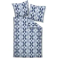 Janine Mako-Satin Bettwäsche J.D. 87119 155x220 cm + 80x80 cm blau