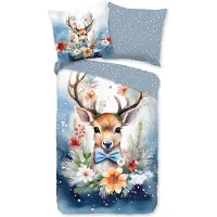 TRAUMSCHLAF Flanell Bettwäsche Junger Hirsch 135x200 cm + 80x80 cm