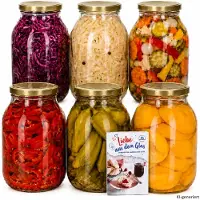 MamboCat 6er Set Einmachglas 3L Vorratsglas TO100 Deckel gold Rezeptheft Einkochen