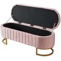 Merax Sitzbank 120x40cm Stauraum Samt Rosa