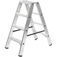 Stier Stufen Stehleiter Premium 2x4 Stufen beidseitig begehbar, Alu-Sicherheits-Stehleiter, Mehrzweckleiter, Klappleiter, Haltefläche, Arbeitsleiter rutschfest