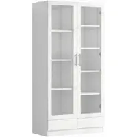 Merax Aktenschrank 80x40x160cm Glastüren Schubladen Weiß