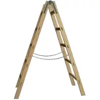Proregal Sprossenstehleiter Germany | 2x18 Sprossen | 5,1m Länge | Eimerhaken | Holzleiter Klappleiter