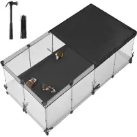 Songmics Kleintiergehege LPC016W01, halbtransparente Paneele, atmungsaktives Netz, 144 x 74 x 57 cm, weiß