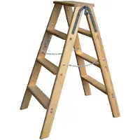 Proregal Stufenstehleiter mit Ablage Germany | 2x10 Stufen | 2,6m Länge | Eimerhaken | Holzleiter Klappleiter