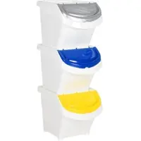 Helloshop26 - Stapelbare Behälter mit Deckel 3 Stück weiß PP 78 l 02_0006114