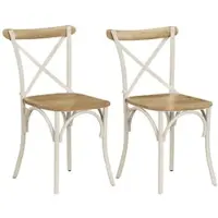 Décoshop26 - Set aus 2 weißen Esszimmer-/Küchenstühlen aus massivem Mangoholz CDS020165